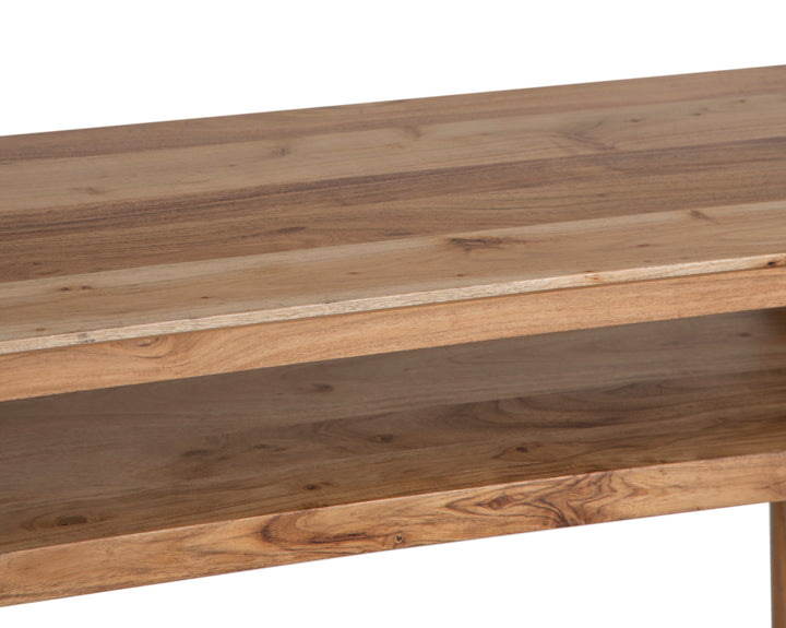 The Portola Console Table with Shelf in Oxy Acacia Natural Finish