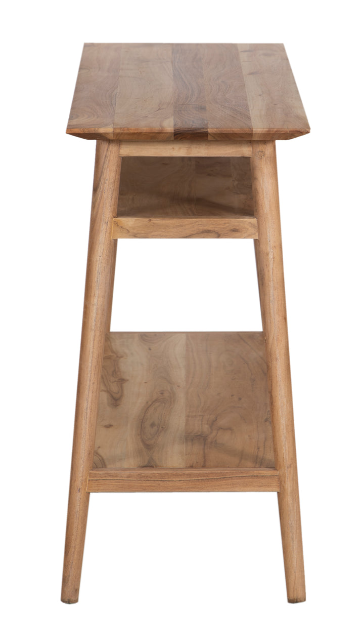 The Portola Console Table with Shelf in Oxy Acacia Natural Finish
