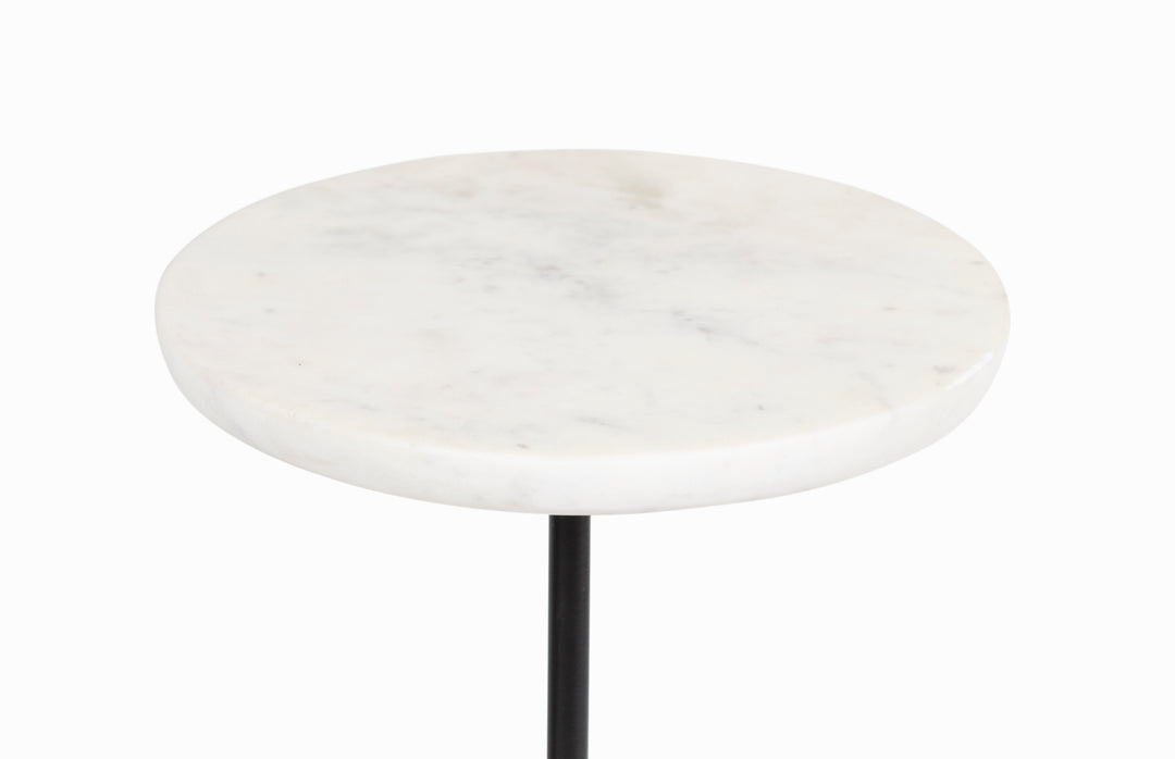 The Fox & Roe Vesper Martini Table in Black Iron with Marble Top
