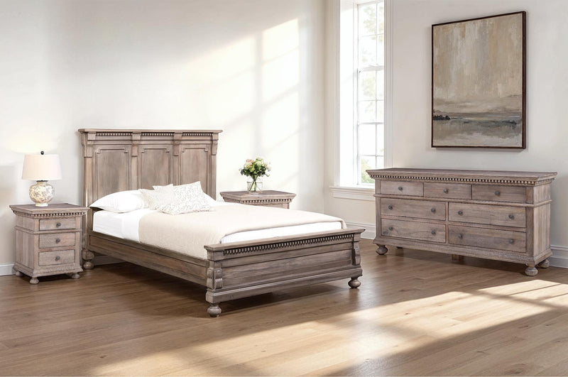 The St. James Bedroom Collection Panel Bed in Antiqued Grey Finish