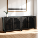 The Tilda Sideboard in Washed Black Finish and Rattan Doors