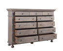 The St. James Bedroom Collection 11-Drawer Dresser in Antiqued Grey Finish