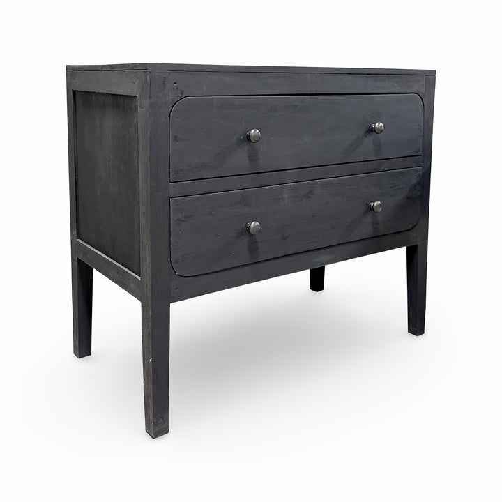 The Cayman Two Drawer Nightstand in Black Wash Finish