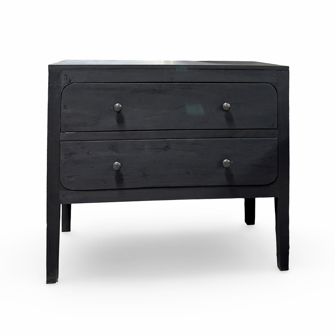 The Cayman Two Drawer Nightstand in Black Wash Finish