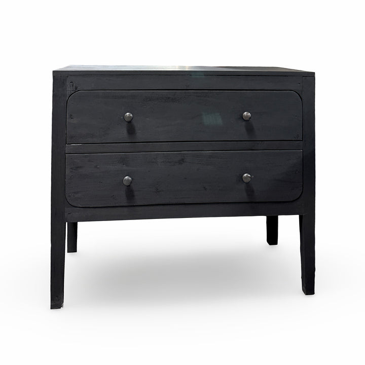 The Cayman Two Drawer Nightstand in Black Wash Finish