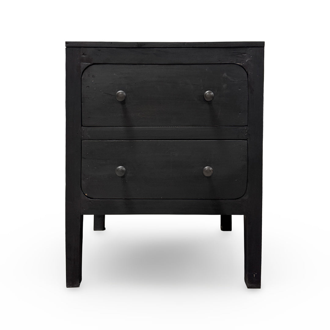 The Cayman Two Drawer Nightstand in Black Wash Finish