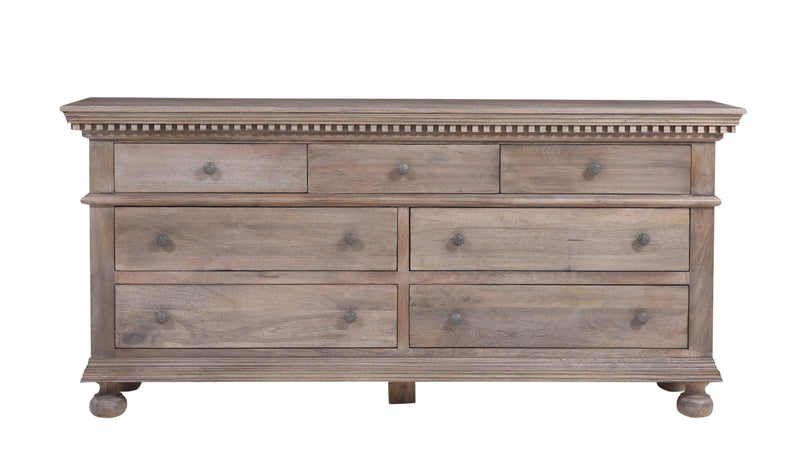 The St. James Bedroom Collection 7-Drawer Dresser in Antiqued Grey Finish