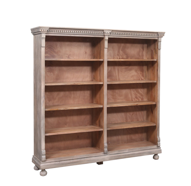 The St. James Panel Double Shelving in Antiqued Grey Finish