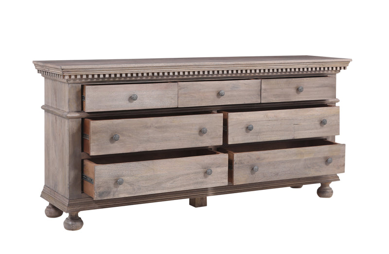 The St. James Bedroom Collection 7-Drawer Dresser in Antiqued Grey Finish