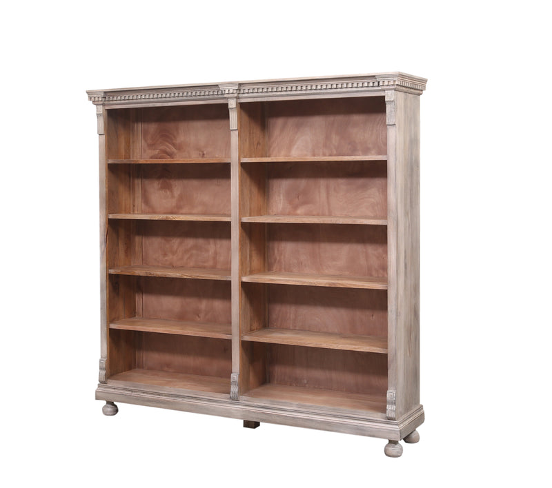 The St. James Panel Double Shelving in Antiqued Grey Finish