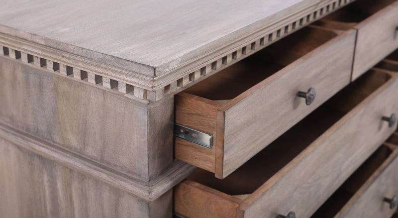 The St. James Bedroom Collection 11-Drawer Dresser in Antiqued Grey Finish