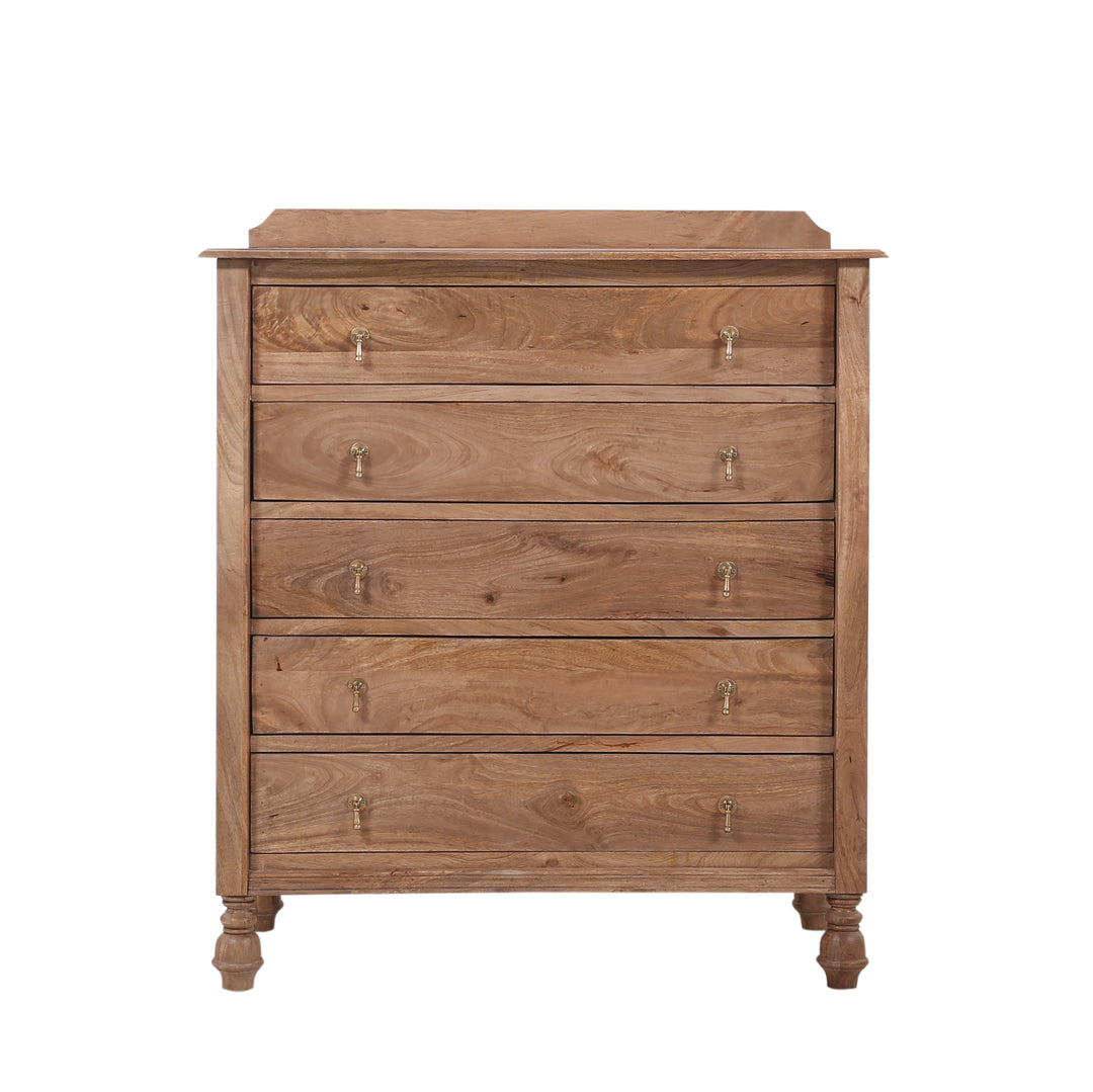 The Summerville 5-Drawer Chest in Washed Walnut Finish