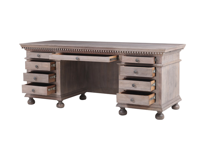 The St. James 76" Desk in Antiqued Grey Finish