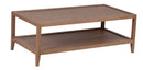 The Fox & Roe French Contemporary Rectangular Coffee Table in Red Oak with Oak Veneer Top and Grey Wash Oak Finish