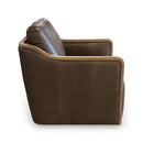 The Fox & Roe Newport Leather & Wood Trim Swivel Chair in Concord Pewter & Wood Finish