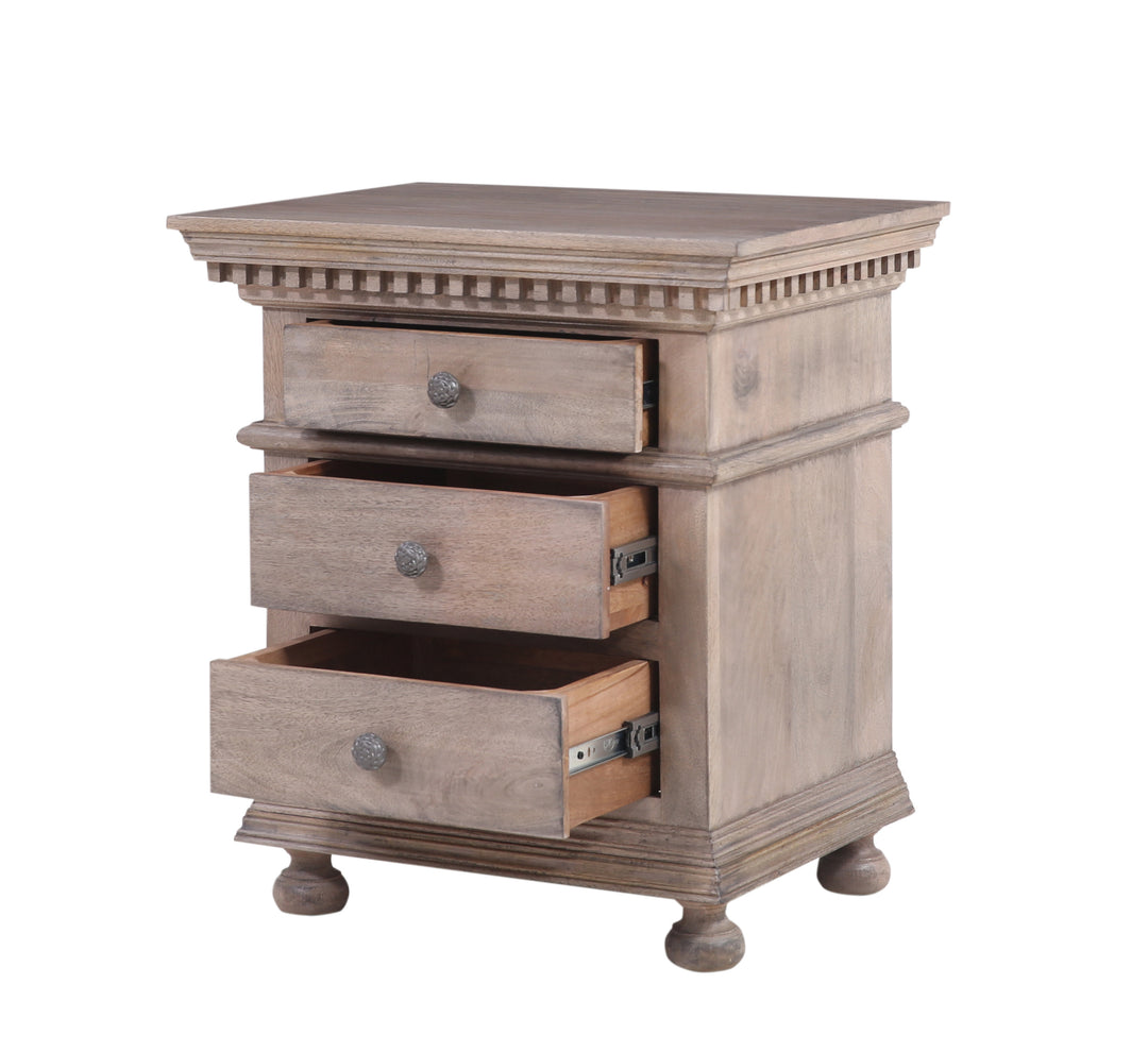 The St. James Bedroom Collection Closed Nightstand in Antiqued Grey Finish