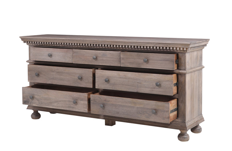 The St. James Bedroom Collection 7-Drawer Dresser in Antiqued Grey Finish