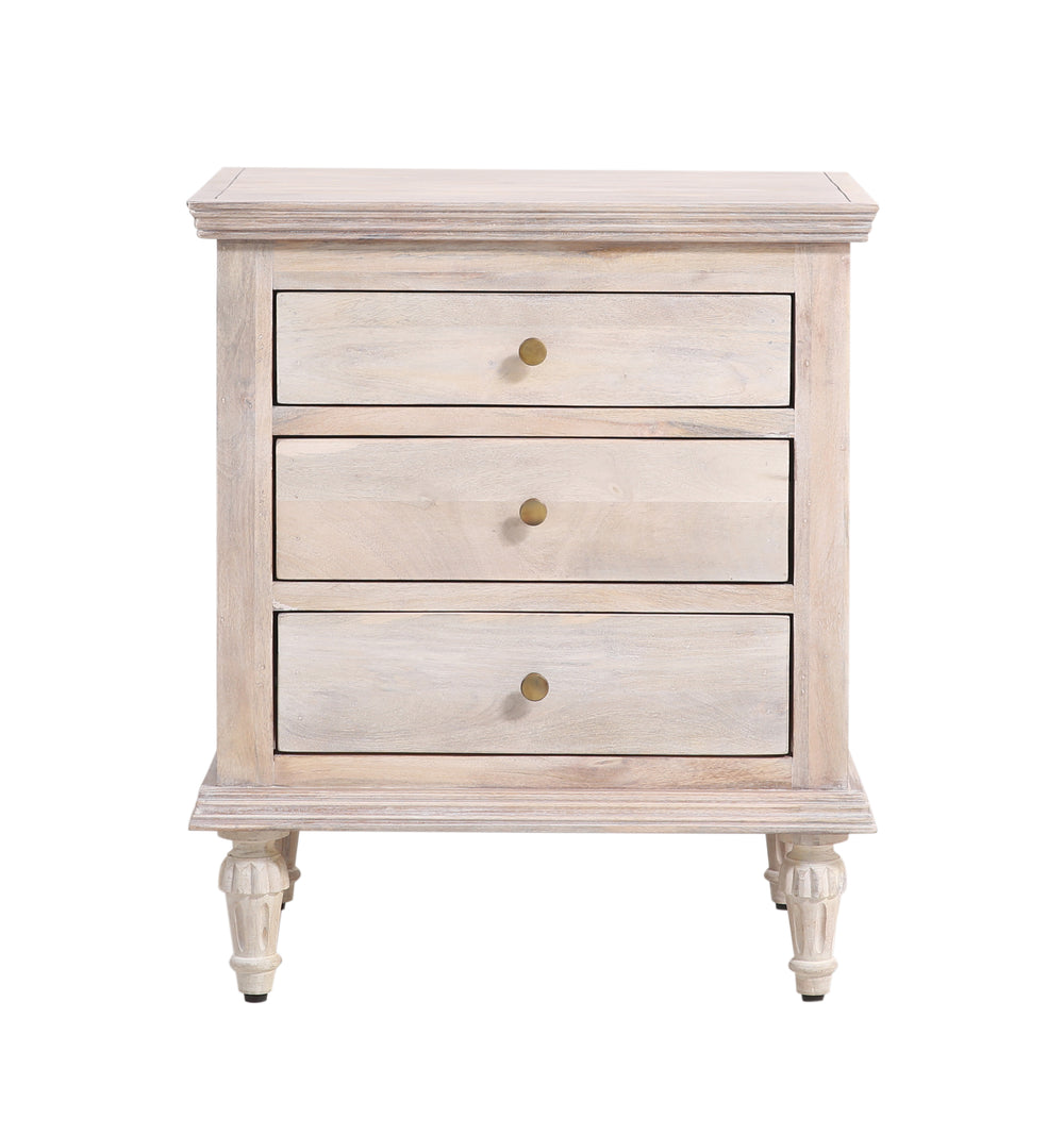 Beige Maison Nightstand seen from the front on a white background