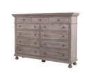 The St. James Bedroom Collection 11-Drawer Dresser in Antiqued Grey Finish