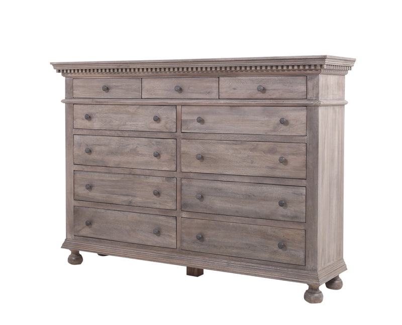 The St. James Bedroom Collection 11-Drawer Dresser in Antiqued Grey Finish
