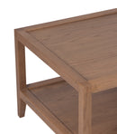 The Fox & Roe French Contemporary Rectangular Coffee Table in Red Oak with Oak Veneer Top and Grey Wash Oak Finish