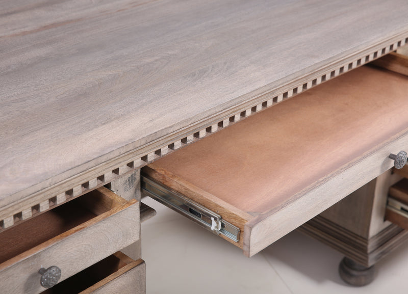 The St. James 76" Desk in Antiqued Grey Finish