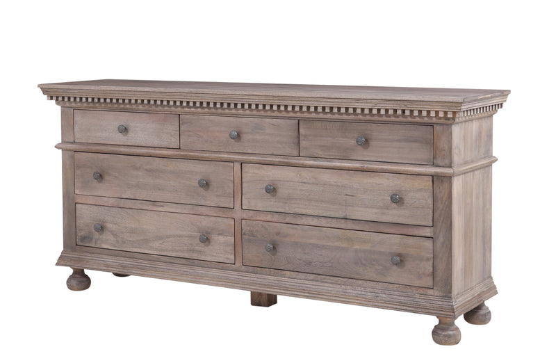 The St. James Bedroom Collection 7-Drawer Dresser in Antiqued Grey Finish