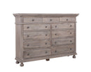 The St. James Bedroom Collection 11-Drawer Dresser in Antiqued Grey Finish