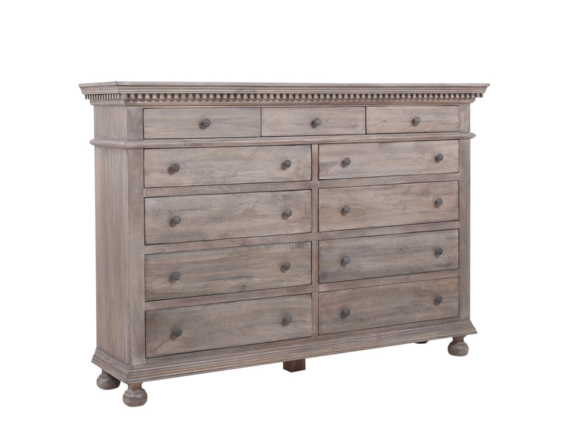 The St. James Bedroom Collection 11-Drawer Dresser in Antiqued Grey Finish