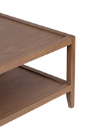 The Fox & Roe French Contemporary Rectangular Coffee Table in Red Oak with Oak Veneer Top and Grey Wash Oak Finish
