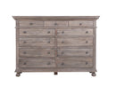 The St. James Bedroom Collection 11-Drawer Dresser in Antiqued Grey Finish