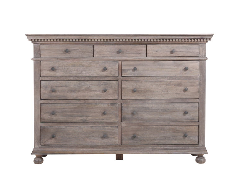 The St. James Bedroom Collection 11-Drawer Dresser in Antiqued Grey Finish