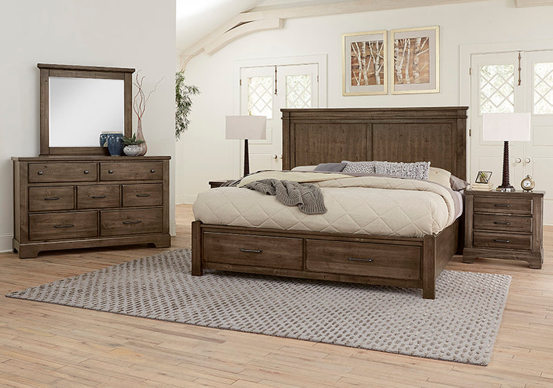 Artisan & Post Solid Wood Cool Rustic Nightstand - 3 Drawers in Mink Finish