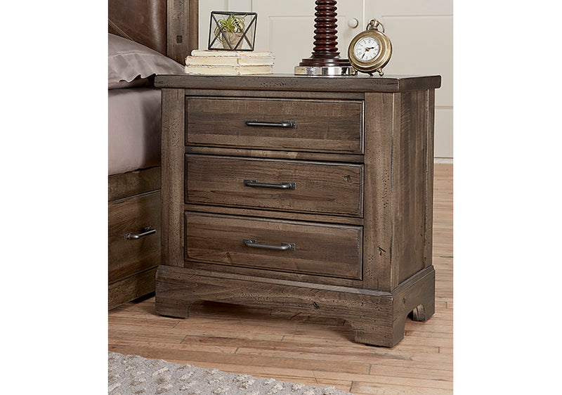 Artisan & Post Solid Wood Cool Rustic Nightstand - 3 Drawers in Mink Finish