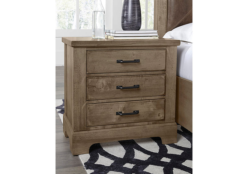 Artisan & Post Solid Wood Cool Rustic Nightstand - 3 Drawers in Stone Grey Finish