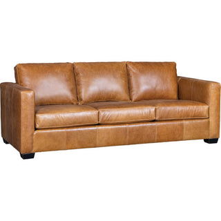 Hudson Brown Leather Chair with Track Arms and Cushion