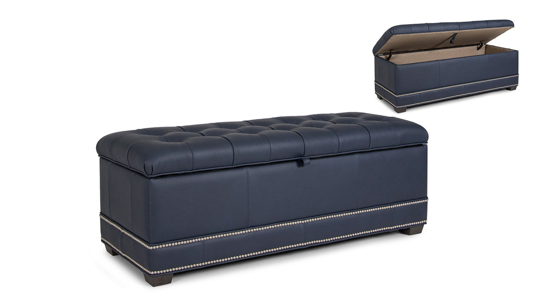Smith Brothers SB895 Style Leather Occasional Storage Ottoman