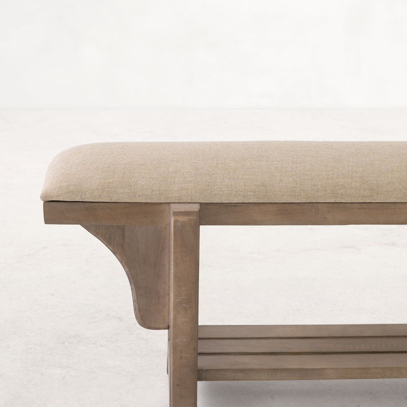 Fox & Roe Narrow Boot Bench Salvage Finish & Paris Linen Fabric Seating