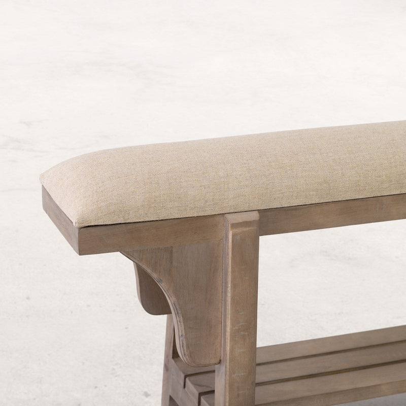Fox & Roe Narrow Boot Bench Salvage Finish & Paris Linen Fabric Seating