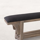 The Fox & Roe Narrow Boot Bench in Salvage with Charcoal Fabric Seating