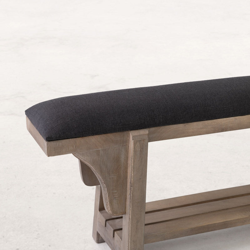 Fox & Roe Narrow Boot Bench in Salvage with Charcoal Fabric Seating
