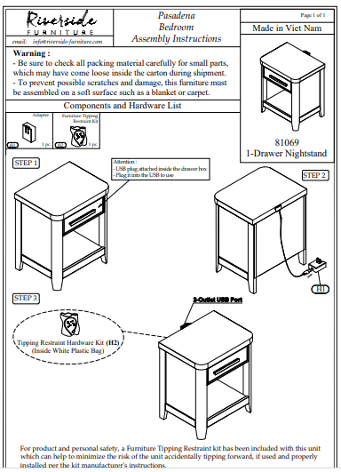 Pasadena Two Drawer Nightstand Riverside Furniture 81068