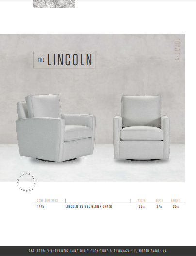 The Lincoln Swivel Glider Custom Chair by Younger Furniture 1475
