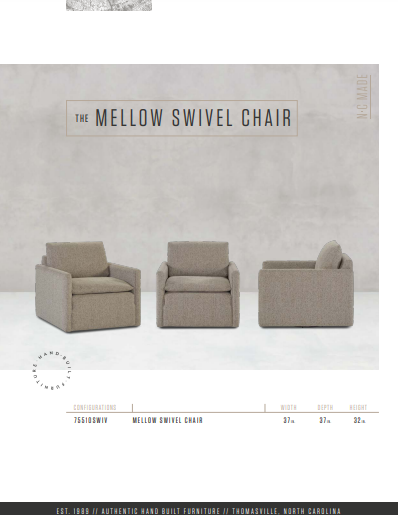 The Mellow Swivel Custom Chair by Younger Furniture 75010SWIV