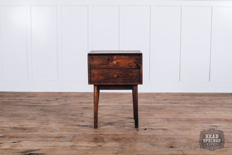 Mid Century Night Stand Mango Strip Pine