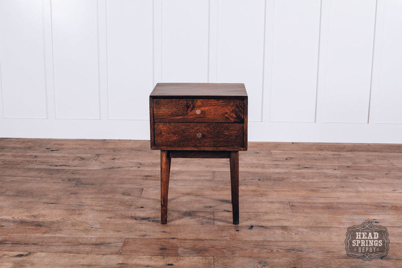 Mid Century Night Stand Mango Strip Pine