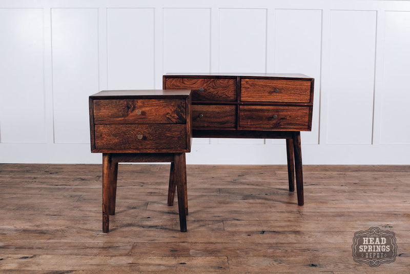 Mid Century Night Stand Mango Strip Pine