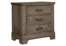Artisan & Post Solid Wood Cool Rustic Nightstand - 3 Drawers in Stone Grey Finish