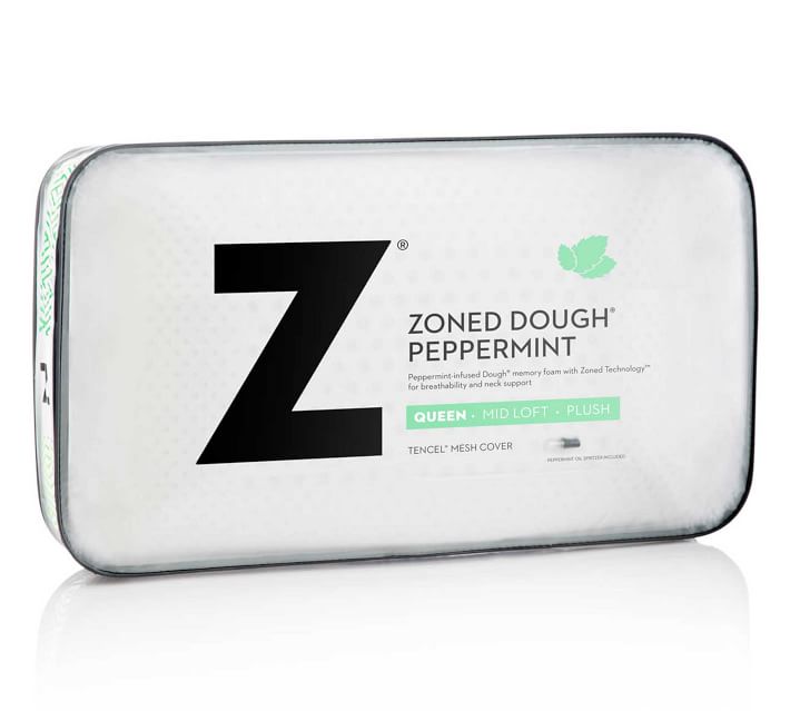 Malouf Z Zoned Peppermint Pillow with Aromatherapy Spray, Queen, Mid Loft