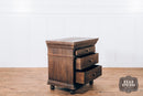 The Fox & Roe Saint James 3 Drawer Night Stand finished in Wire Brushed Salvage